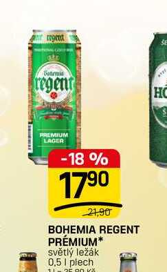 BOHEMIA REGENT PRÉMIUM* světlý ležák 0,5l, plech