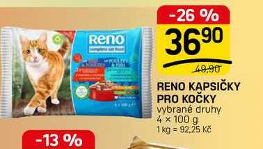 RENO KAPSIČKY PRO KOČKY vybrané druhy 4 x 100 g 