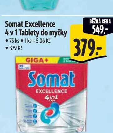 Somat Excellence 4 v 1 Tablety do myčky  75 ks 