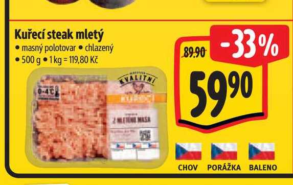 Kuřecí steak mletý  500 g