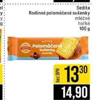 Sedita Rodinné polomáčené sušenky mléčné hořké 100 g 
