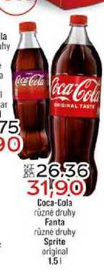 Coca-Cola různé druhy Fanta různé druhy Sprite original 1.5l 