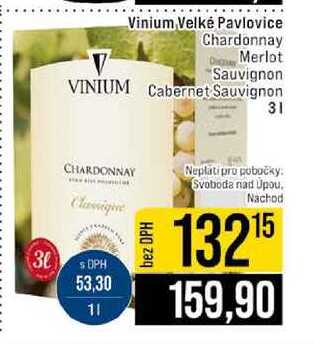 Vinium Velké Pavlovice Chardonnay Merlot Sauvignon Cabernet Sauvignon 3l