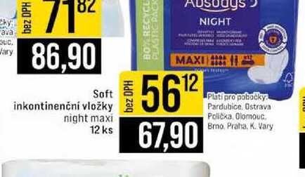 Soft inkontinenční vložky night maxi 12 ks 