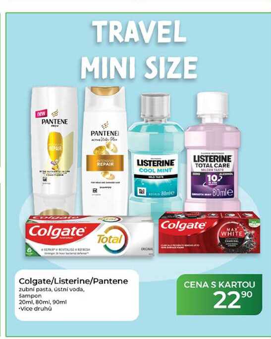 Colgate/Listerine/Pantene zubní pasta, ústní voda, Sampon 20ml, 80ml, 90ml  