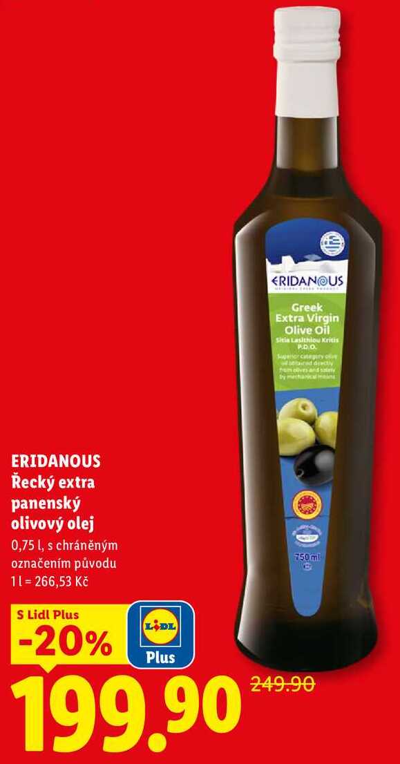 ERIDANOUS Řecký extra panenský olivový olej, 0,75 l