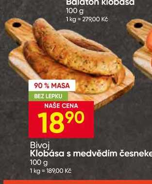 Bivoj Klobása s medvědím česneke 100 g 