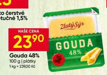Zlatý sýr Gouda 48% 100 g plátky