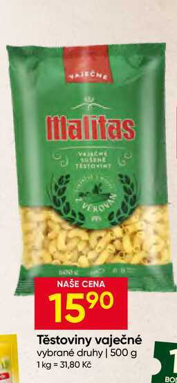 Malitas Těstoviny vaječné vybrané druhy 500 g 