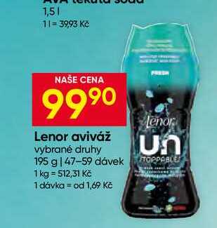 Lenor aviváž vybrané druhy 195 g 47-59 dávek 