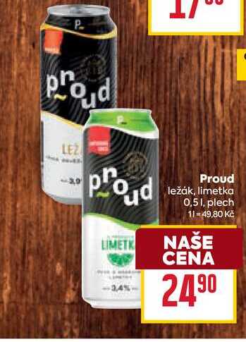 Proud ležák, limetka 0,51, plech