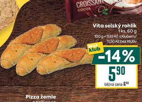 Vita selský rohlík 1 ks, 60 g