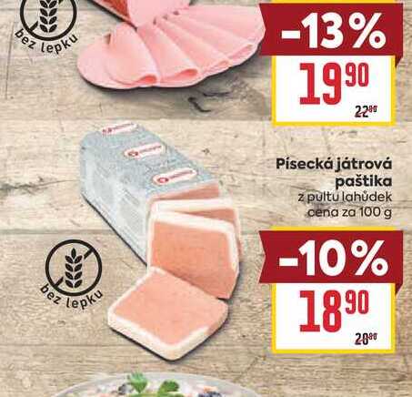Písecká játrová paštika z pultu lahůdek cena za 100 g