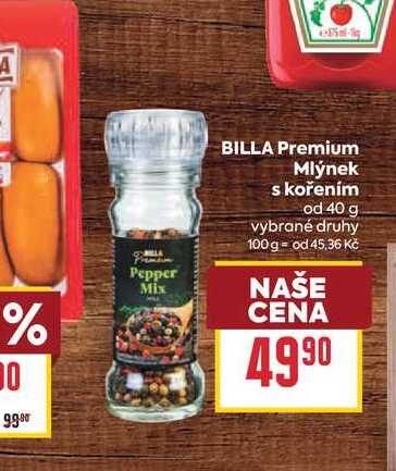 BILLA Premium Mlýnek s kořením od 40 g