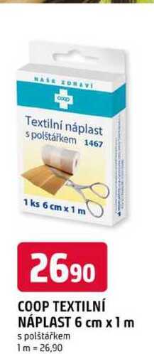 COOP TEXTILNÍ NÁPLAST 6 cm x 1m s polštářkem