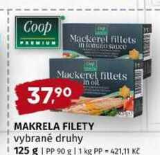 Coop MAKRELA FILETY vybrané druhy 125 g