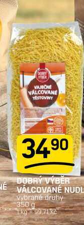 DOBRÝ VÝBĚR VÁLCOVANÉ NUDLE vybrané druhy 350 g 