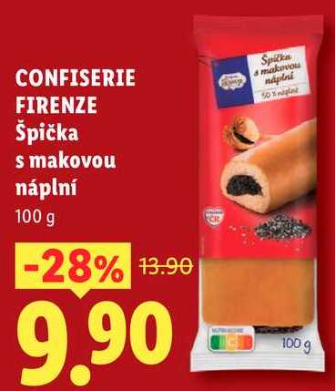CONFISERIE FIRENZE Špička s makovou náplní, 100 g 