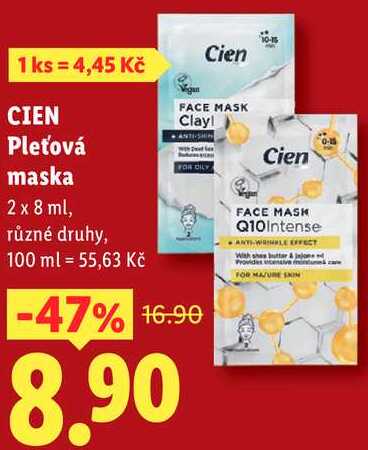 CIEN Pleťová maska, 2x 8 ml