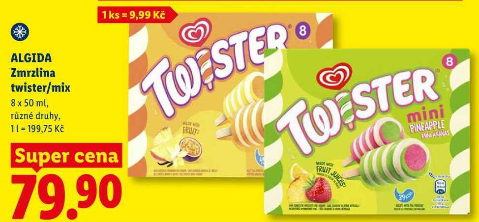 ALGIDA Zmrzlina twister/mix, 8x 50 ml
