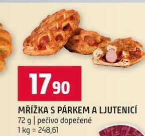 MŘÍŽKA S PÁRKEM A LJUTENICÍ 72 g pečivo dopečené
