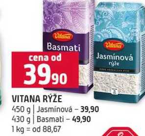 VITANA RÝŽE 450 g Jasmínová 430 g Basmati