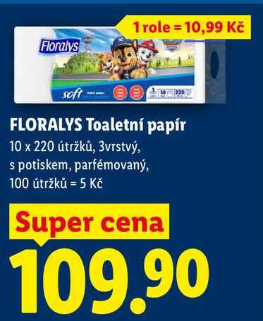 FLORALYS Toaletní papír, 10x 220 útržků