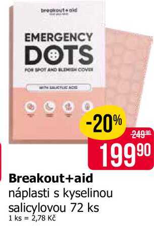 Breakout+aid náplasti s kyselinou salicylovou 72 ks