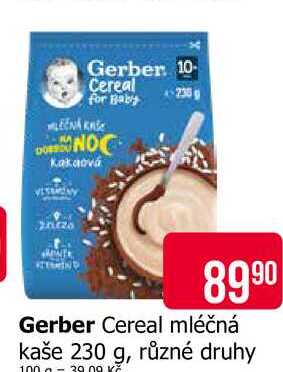 Gerber Cereal mléčná kaše 230 g, různé druhy