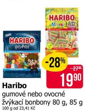 Haribo bonbony 80g, vybrané druhy