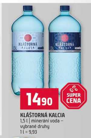 KLÁŠTORNÁ KALCIA 1,5l minerání voda vybrané druhy