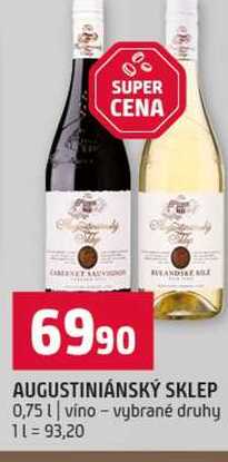 AUGUSTINIÁNSKÝ SKLEP 0,75l vino vybrané druhy 