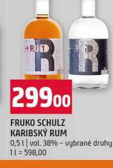 FRUKO SCHULZ KARIBSKÝ RUM 0,5l vol. 38% vybrané druhy 