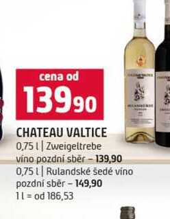 CHATEAU VALTICE 0,75l Zweigeltrebe vino pozdní sběr 0,75l Rulandské šedé víno pozdní sběr
