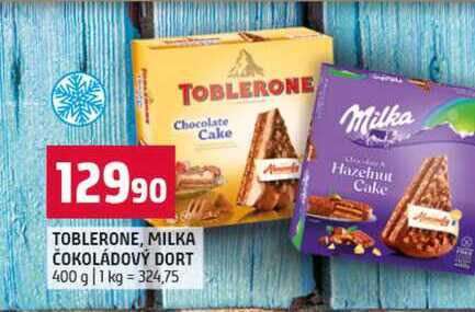 TOBLERONE, MILKA ČOKOLÁDOVÝ DORT 400 g