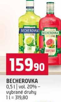 BECHEROVKA 0,5l vol. 20% vybrané druhy