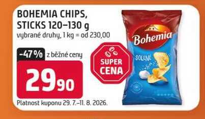 BOHEMIA CHIPS, STICKS 120-130 g vybrané druhy