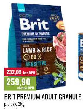 BRIT PREMIUM ADULT GRANULE 3Kg