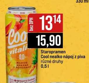 Staropramen Cool nealko nápoj z piva různé druhy 0,5l 