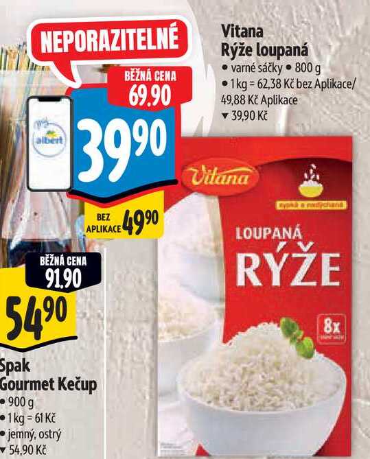 Vitana Rýže loupaná varné sáčky 800 g