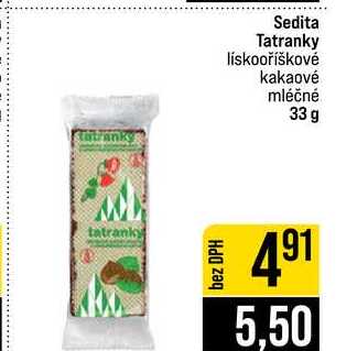 Sedita Tatranky lískooříškové kakaové mléčné 33 g