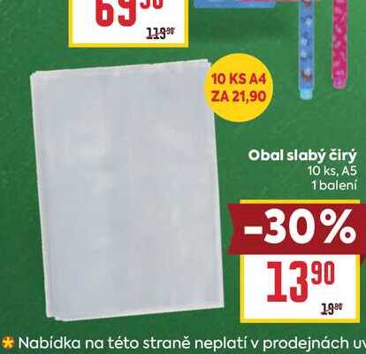 Obal slabý čirý 10 ks, A5 1 balení