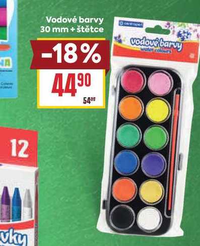 Vodové barvy 30 mm + štětce 