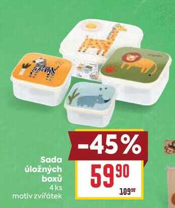 Sada úložných boxů 4ks motiv zvířátek