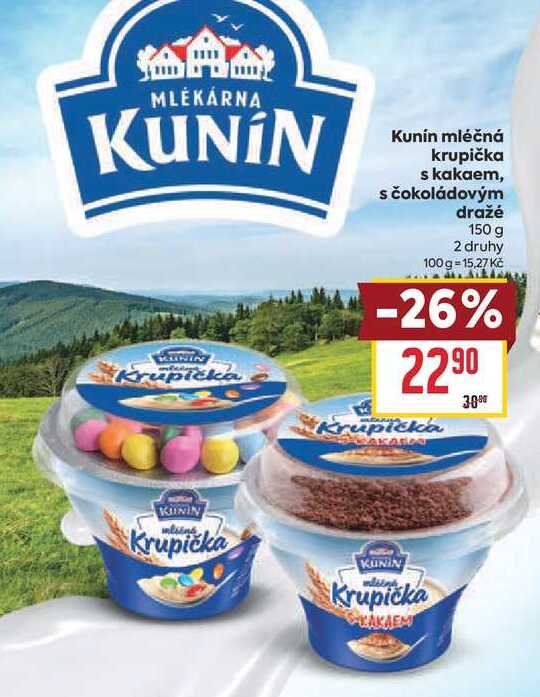 Kunín mléčná krupička s kakaem, s čokoládovým dražé 150 g