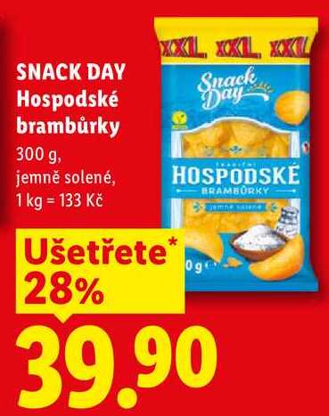 SNACK DAY Hospodské brambůrky, 300 g