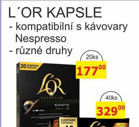 L'OR KAPSLE - kompatibilní s kávovary Nespresso - různé druhy 20ks
