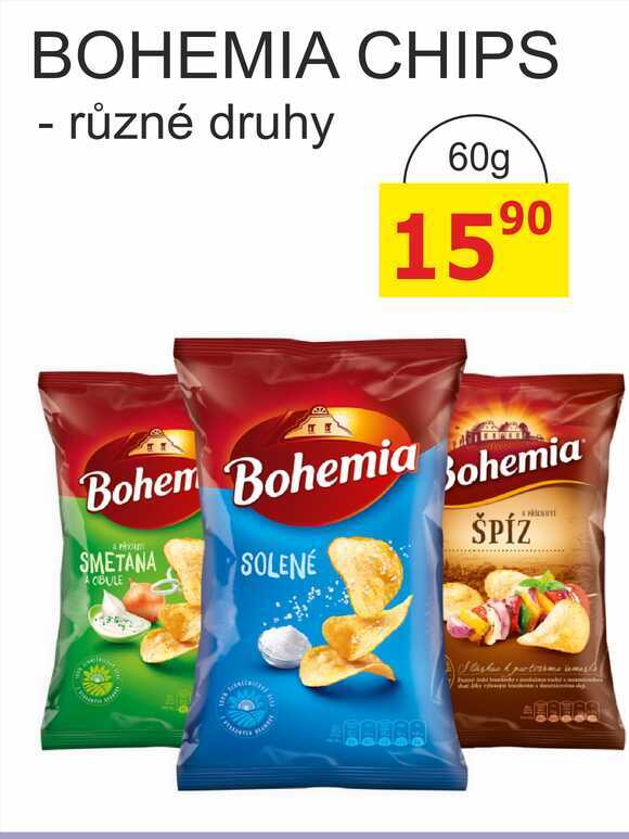 BOHEMIA CHIPS - různé druhy 60g