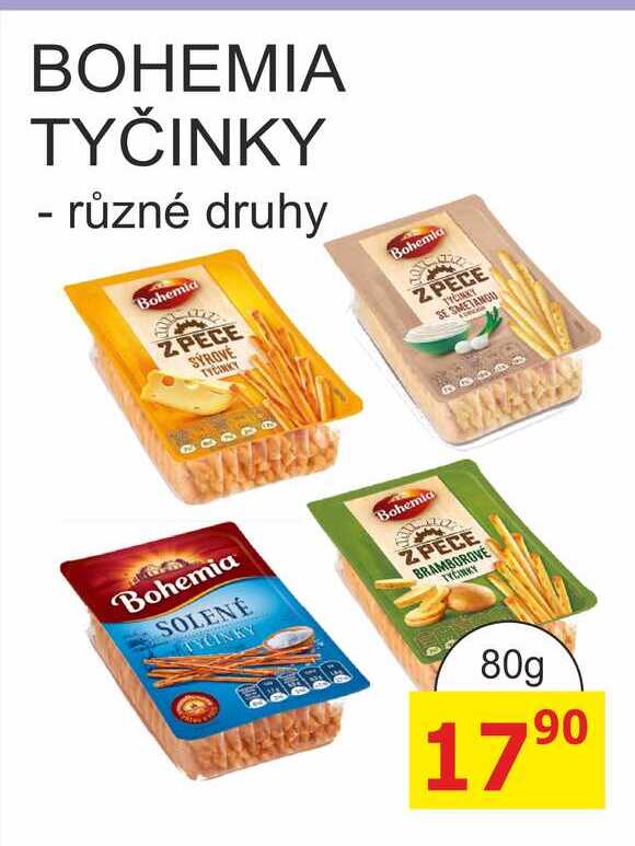 BOHEMIA TYČINKY - různé druhy 80g