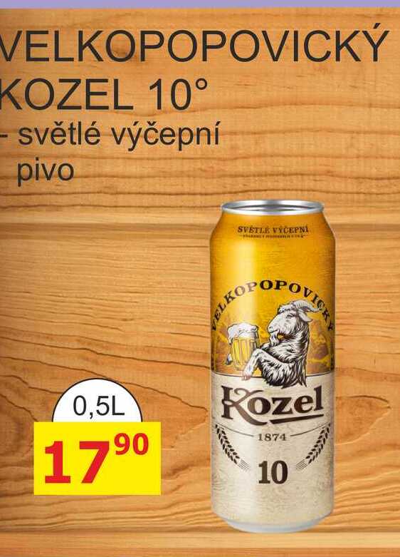 VELKOPOPOVICKÝ KOZEL 10° - světlé výčepní pivo 0,5l plech
